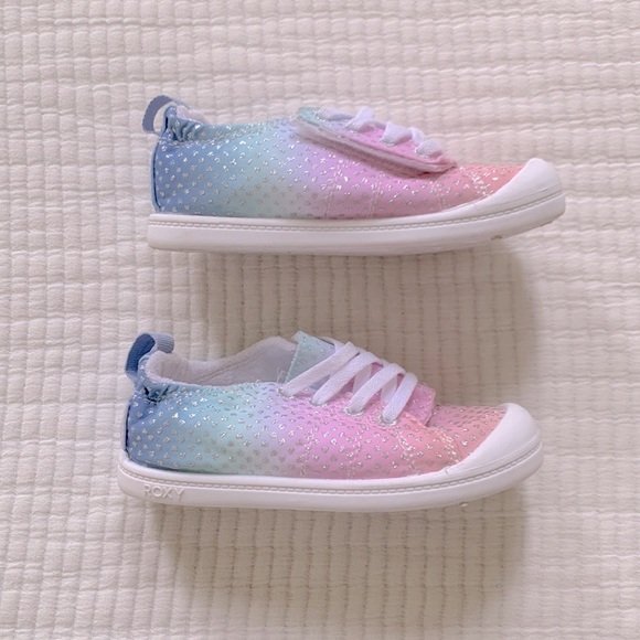 Roxy girls Velcro sneakers. Ombre color with glitter hearts. Size 10 toddler. - Picture 3 of 8